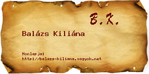 Balázs Kiliána névjegykártya